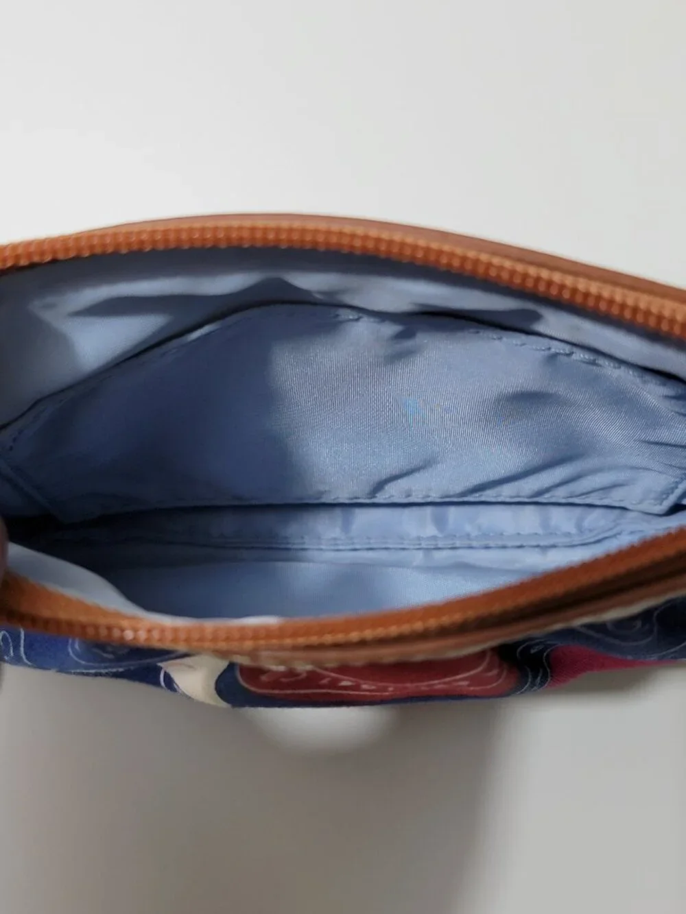 Coach Snap Print Wristlet Blue Red White Canvas Leather Trim Small Pouch Y2K